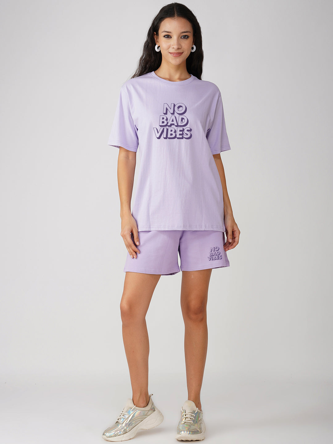 Women Shorts Set No Bad Vibes