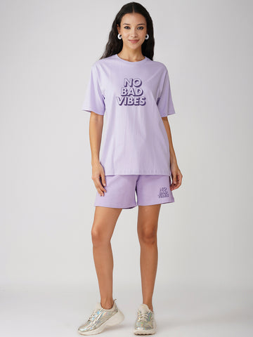 Women Shorts Set No Bad Vibes