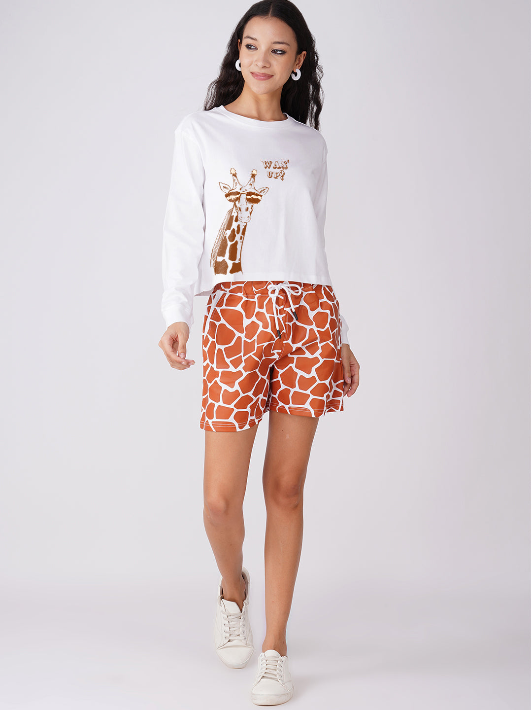 White Giraffe Coord Shorts