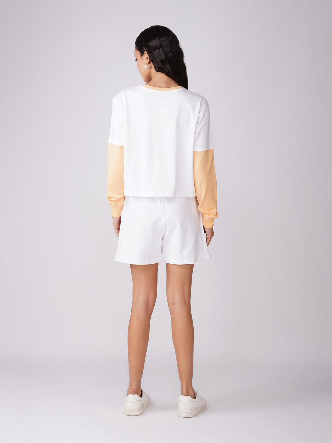 White with Apricot Coord with Shorts