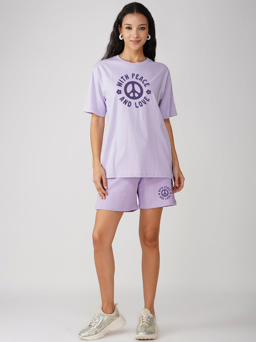 Women Shorts Set Peace With Love