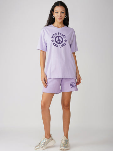 Women Shorts Set Peace With Love